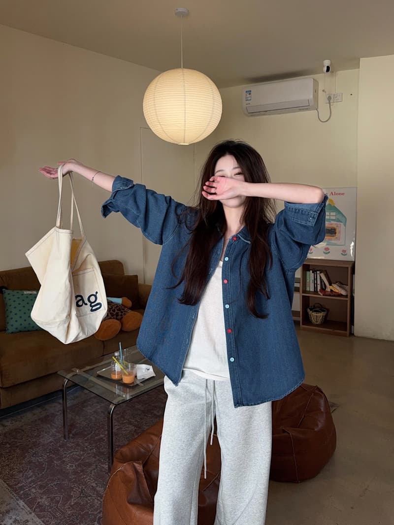한 부서 레트로 자수 데님 여성 셔츠 2026 봄 디자인 센스 Chic 배색 단추 긴팔 맨위 재킷 상세 이미지 18