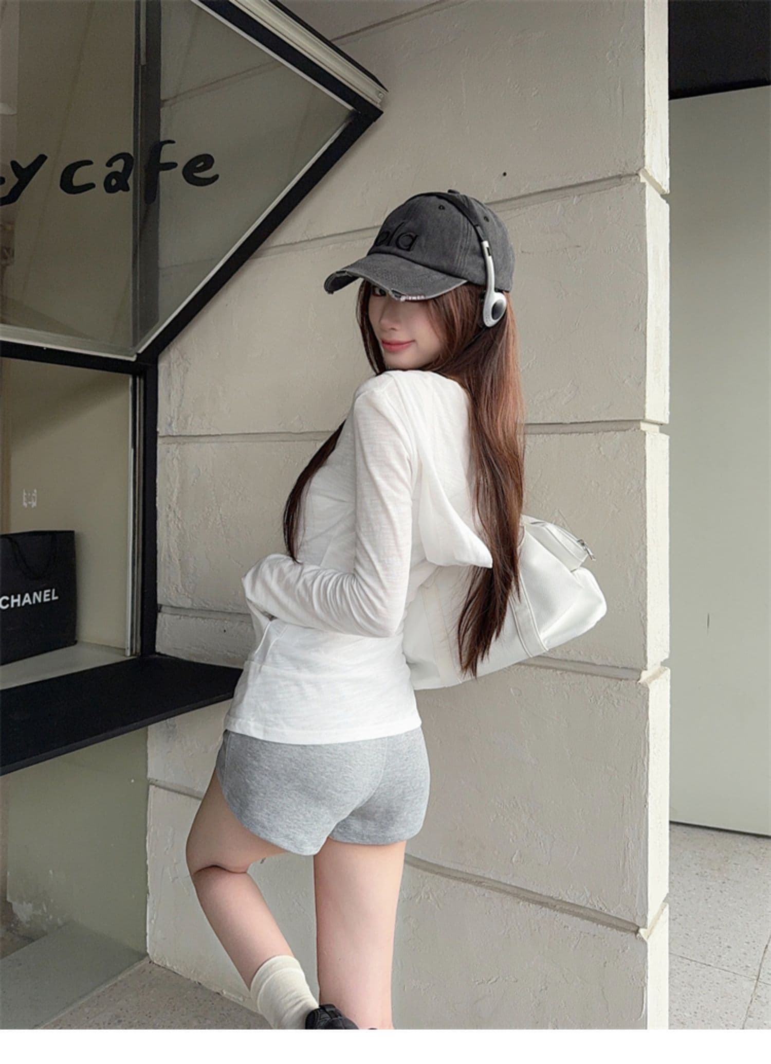 한국 스타일 순수한 욕망 후드 주머니 다용도 단색 대나무 마디 면 지퍼 긴팔 카디건 코트 자외선 차단 상세 이미지 14