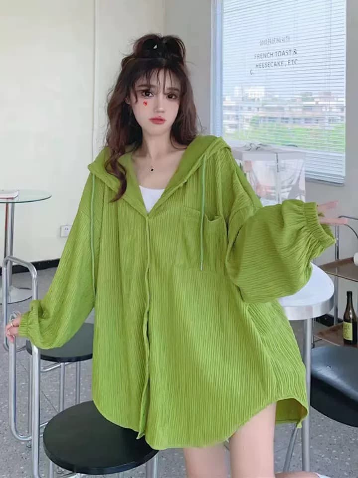 후드 얇은 스타일 셔츠 여성 코트 여름 다용도 루즈핏 슬림해 보이는 중간 길이 오픈 가디건 긴팔 자외선 차단 맨위 이미지 4