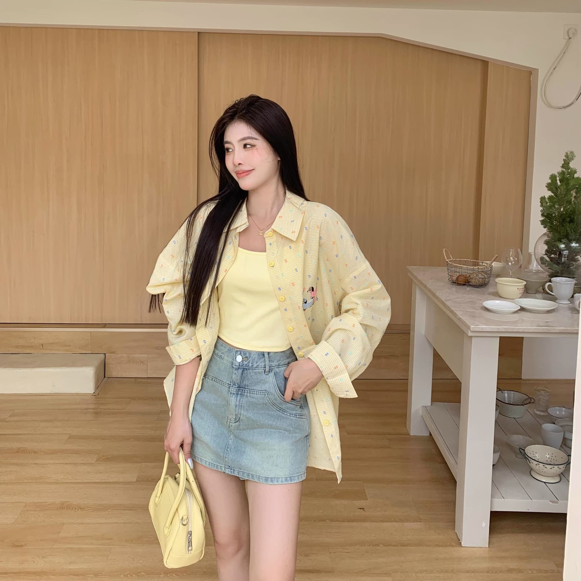 황색 얇은 스타일 자외선 차단 폴로 칼라 긴팔 여성 셔츠 봄 지방 mm 디자인 센스 루즈핏 슬림해 보이는 셔츠 상세 이미지 8