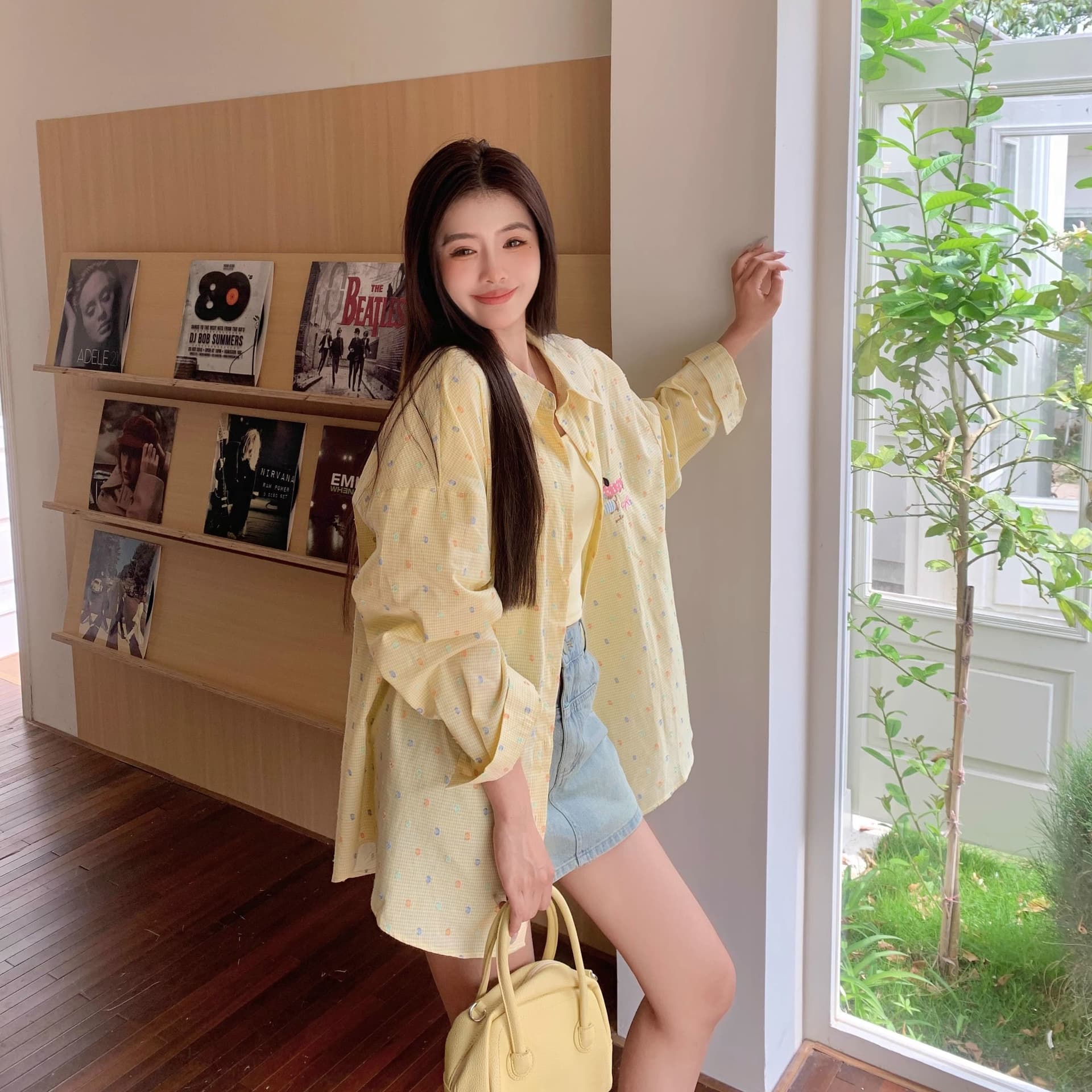 황색 얇은 스타일 자외선 차단 폴로 칼라 긴팔 여성 셔츠 봄 지방 mm 디자인 센스 루즈핏 슬림해 보이는 셔츠 상세 이미지 10