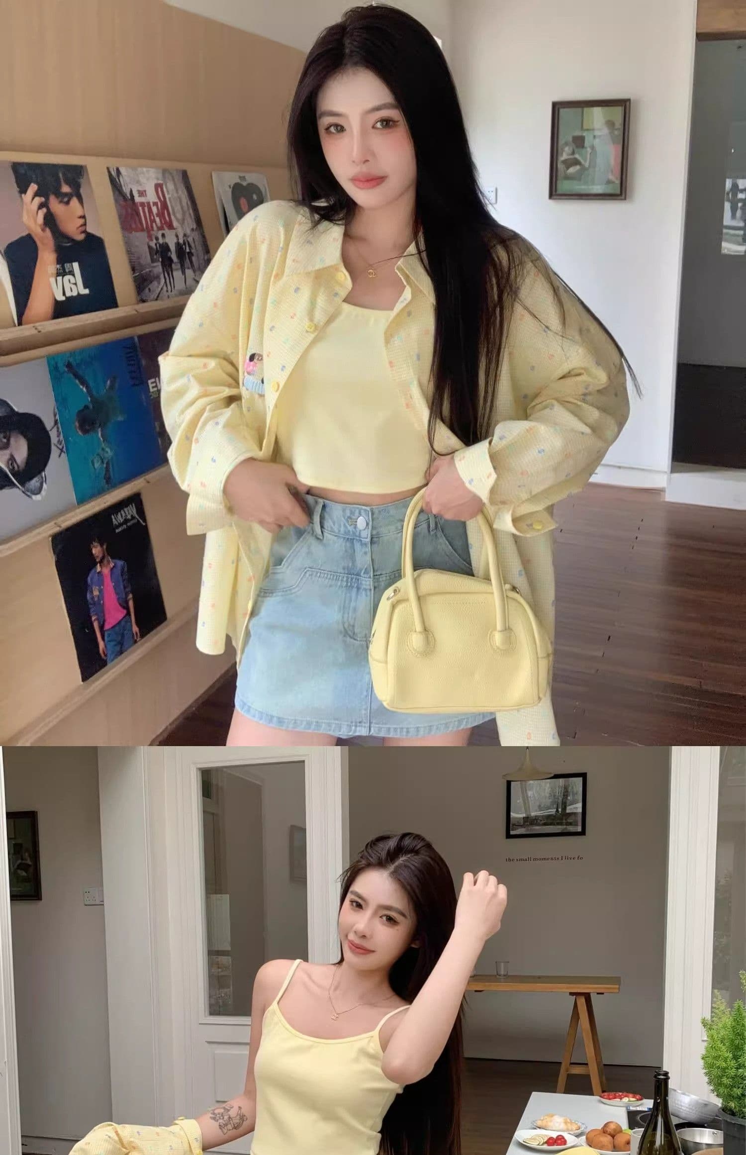 황색 얇은 스타일 자외선 차단 폴로 칼라 긴팔 여성 셔츠 봄 지방 mm 디자인 센스 루즈핏 슬림해 보이는 셔츠 상세 이미지 11