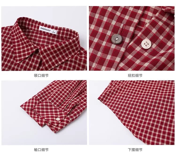 한 부서 빨간색 체크무늬 자외선 차단 셔츠 여성 코트 조기 봄 새로운 루즈핏 셔츠 오픈 가디건 맨위 상세 이미지 3