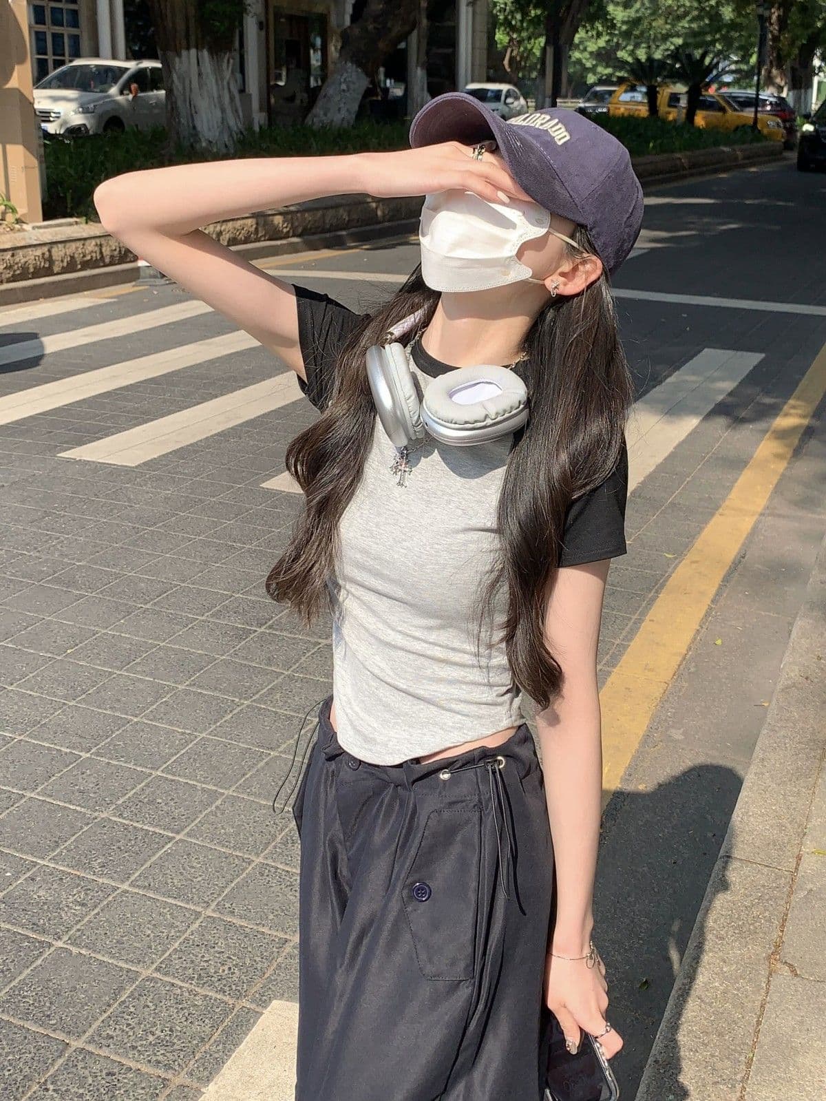 한국 스타일 삽입 어깨 소매 쇼트 스타일 티셔츠 여성 여름 몸매 가꾸기 불규칙 반팔 맨위 여성 상세 이미지 9