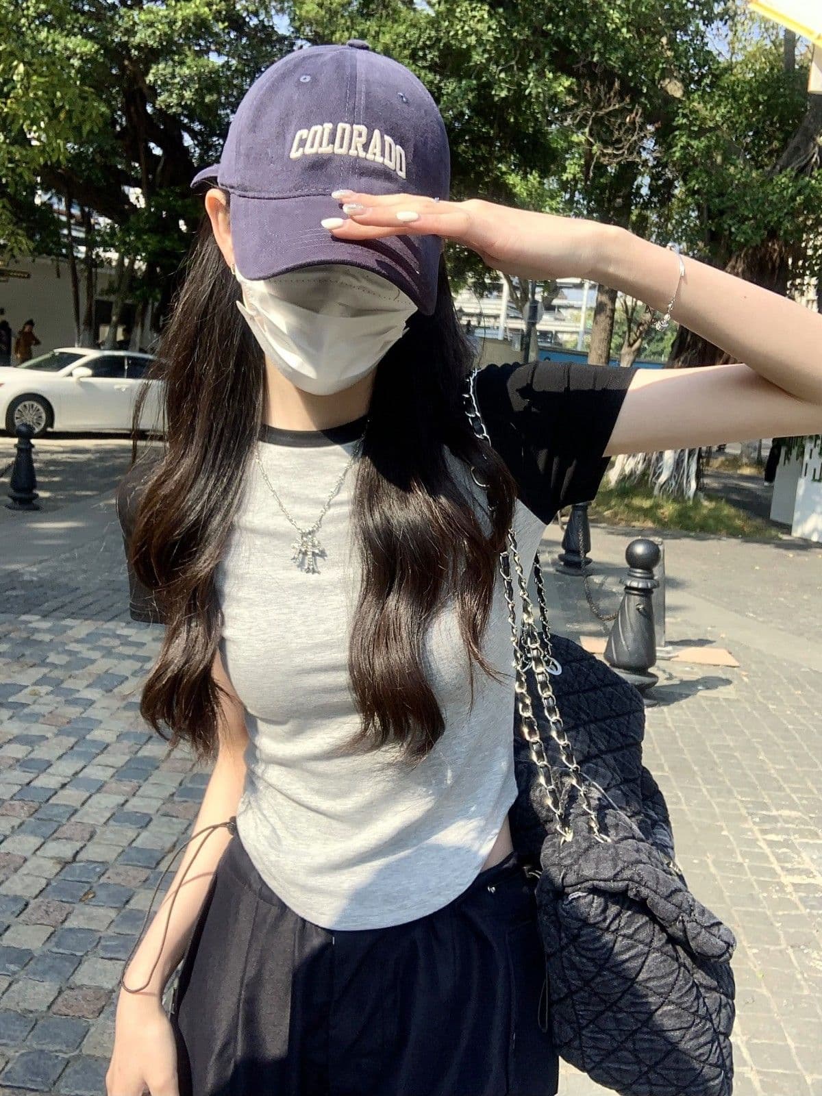 한국 스타일 삽입 어깨 소매 쇼트 스타일 티셔츠 여성 여름 몸매 가꾸기 불규칙 반팔 맨위 여성 상세 이미지 10