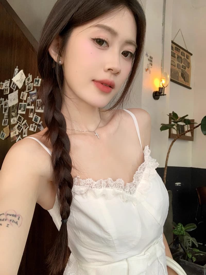 달콤함 패치워크 디자인 핫걸 바람 조끼 슬립 나비 매듭 허리 수축 슬림해 보이는 고급 센스 민소매 화이트 맨위 여성 상세 이미지 7