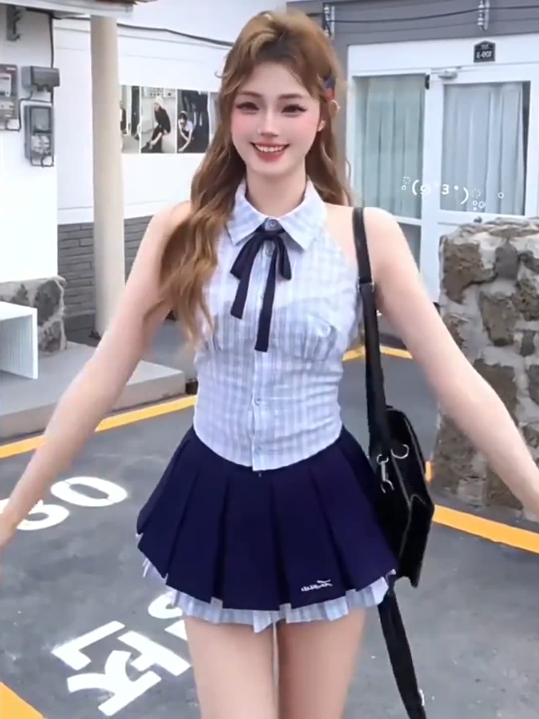 원본 원단 학원 스타일 달콤한 핫걸 격자 무늬 셔츠 여름 작은 키 민소매 몸매 가꾸기 슬림해 보이는 맨위 여성 상세 이미지 9