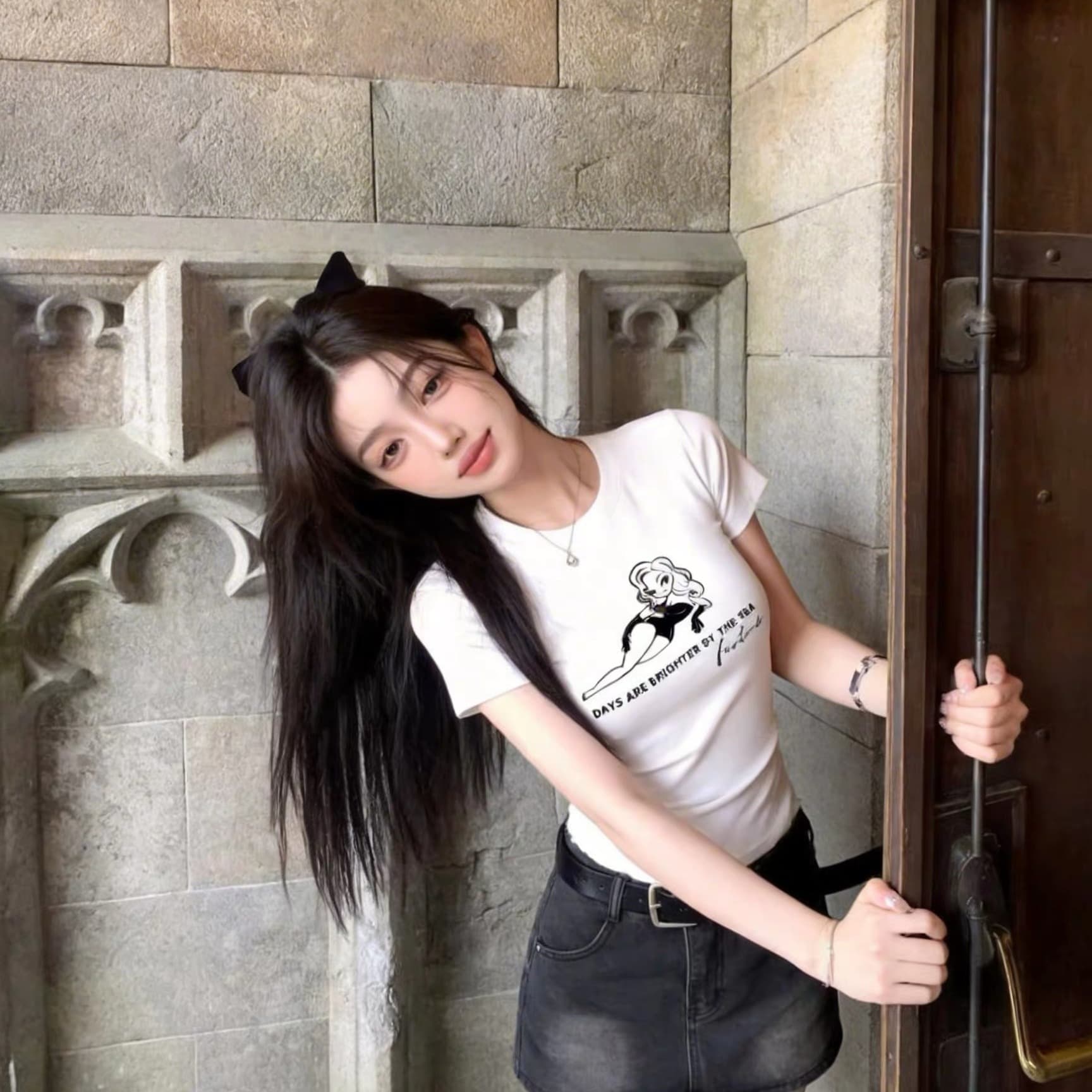 40 220 그램 빗질하다 92 면 8 암모니아 Lun 이후 패키지 칼라 몸매 가꾸기 슬림해 보이는 긍정적 인 어깨 반팔 티셔츠 여성 이미지 5