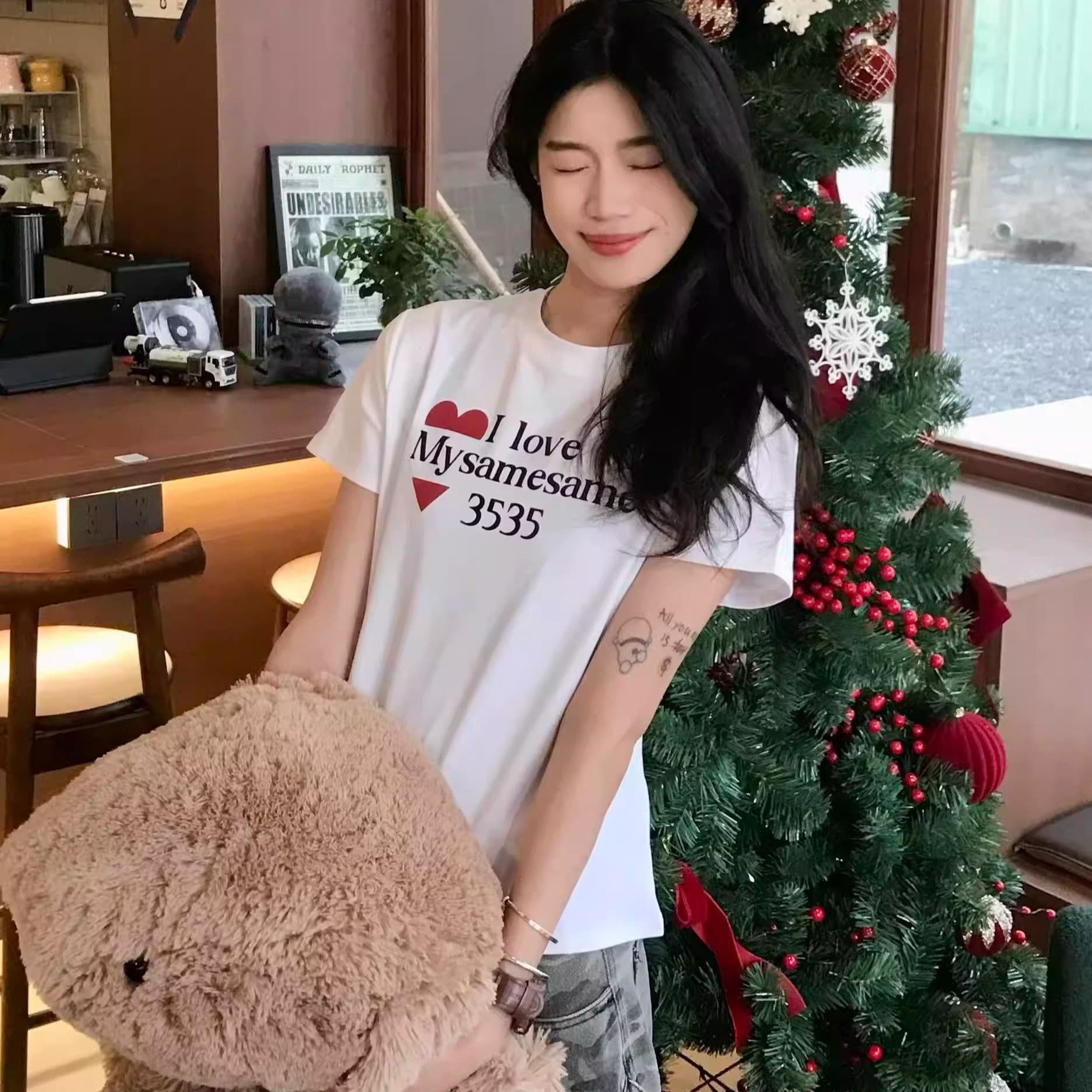 40 220 그램 빗질하다 92 면 8 암모니아 Lun 이후 패키지 칼라 몸매 가꾸기 슬림해 보이는 긍정적 인 어깨 반팔 티셔츠 여성 이미지 5