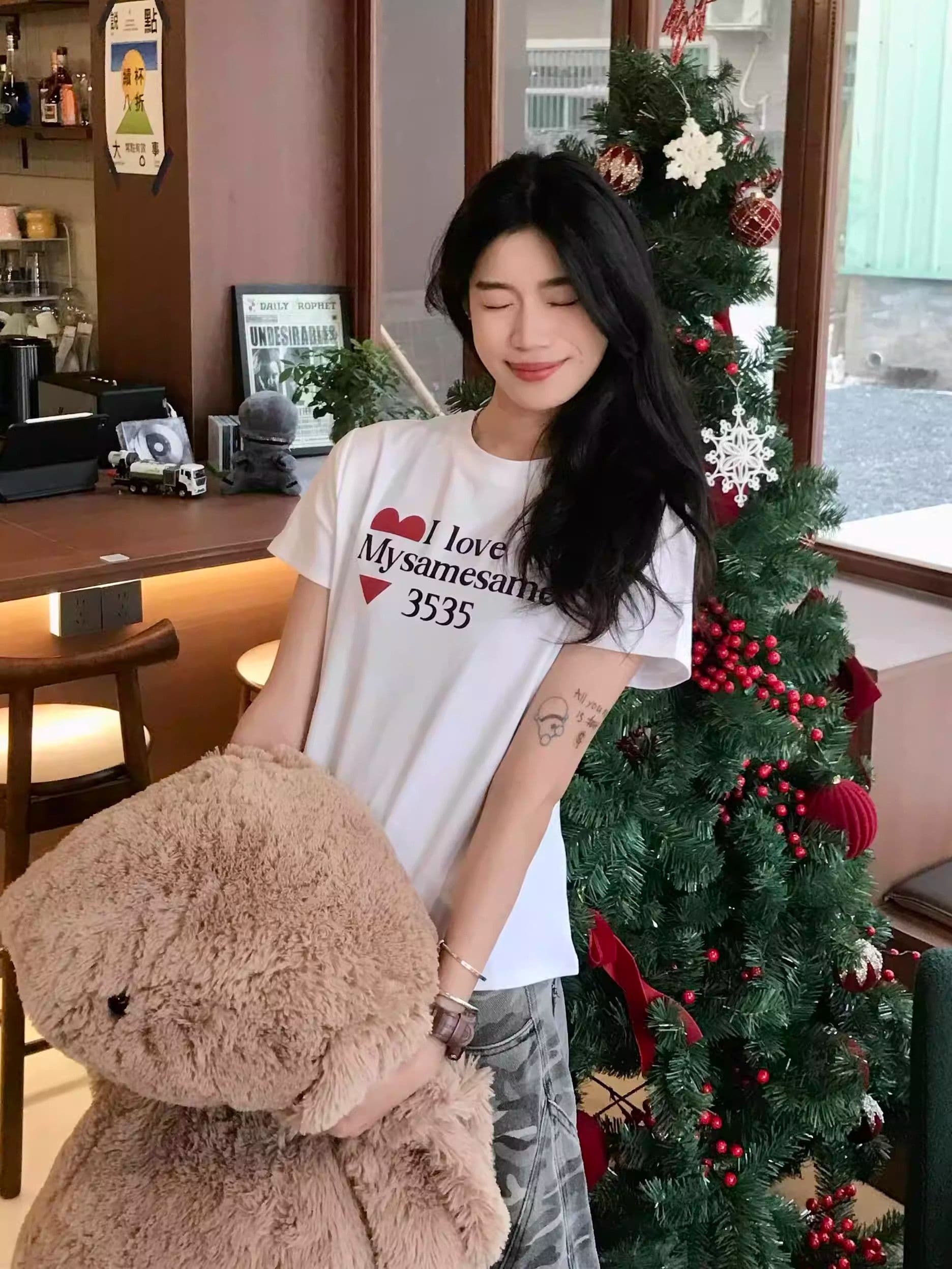 40 220 그램 빗질하다 92 면 8 암모니아 Lun 이후 패키지 칼라 몸매 가꾸기 슬림해 보이는 긍정적 인 어깨 반팔 티셔츠 여성 상세 이미지 4