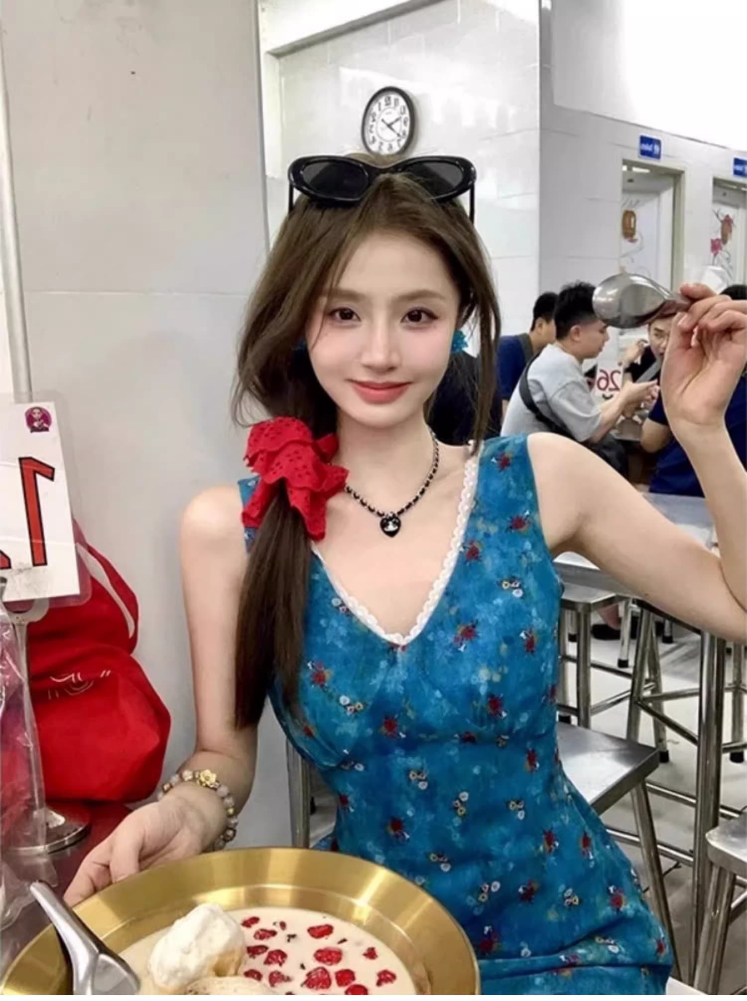 프랑스식 품격 꽃무늬 여성 드레스 여름 작은 키 패션 외국 가스 연령 감소 레트로 쉬폰 조끼 치마 상세 이미지 4