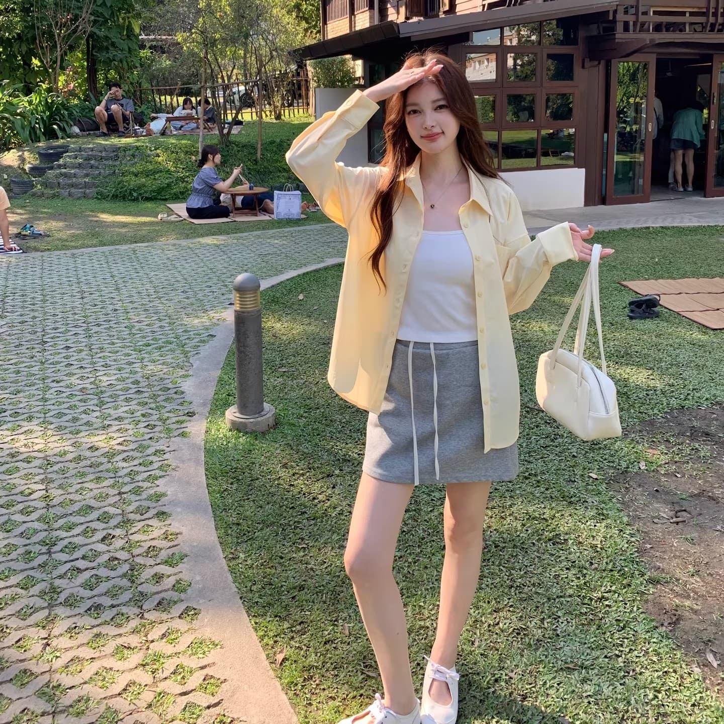 한 부서 고급 센스 새로운 스택 착용 격자 무늬 셔츠 여성 긴 소매 자외선 차단 느긋한 바람 외출용 편안함 다용도 셔츠 이미지 6