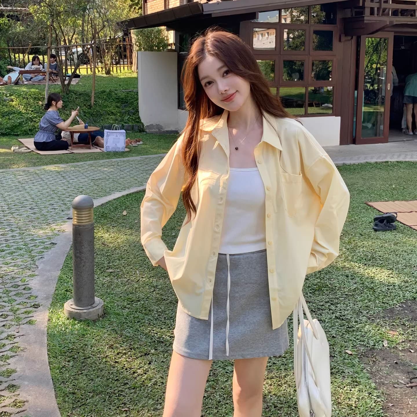 한 부서 고급 센스 새로운 스택 착용 격자 무늬 셔츠 여성 긴 소매 자외선 차단 느긋한 바람 외출용 편안함 다용도 셔츠 이미지 2