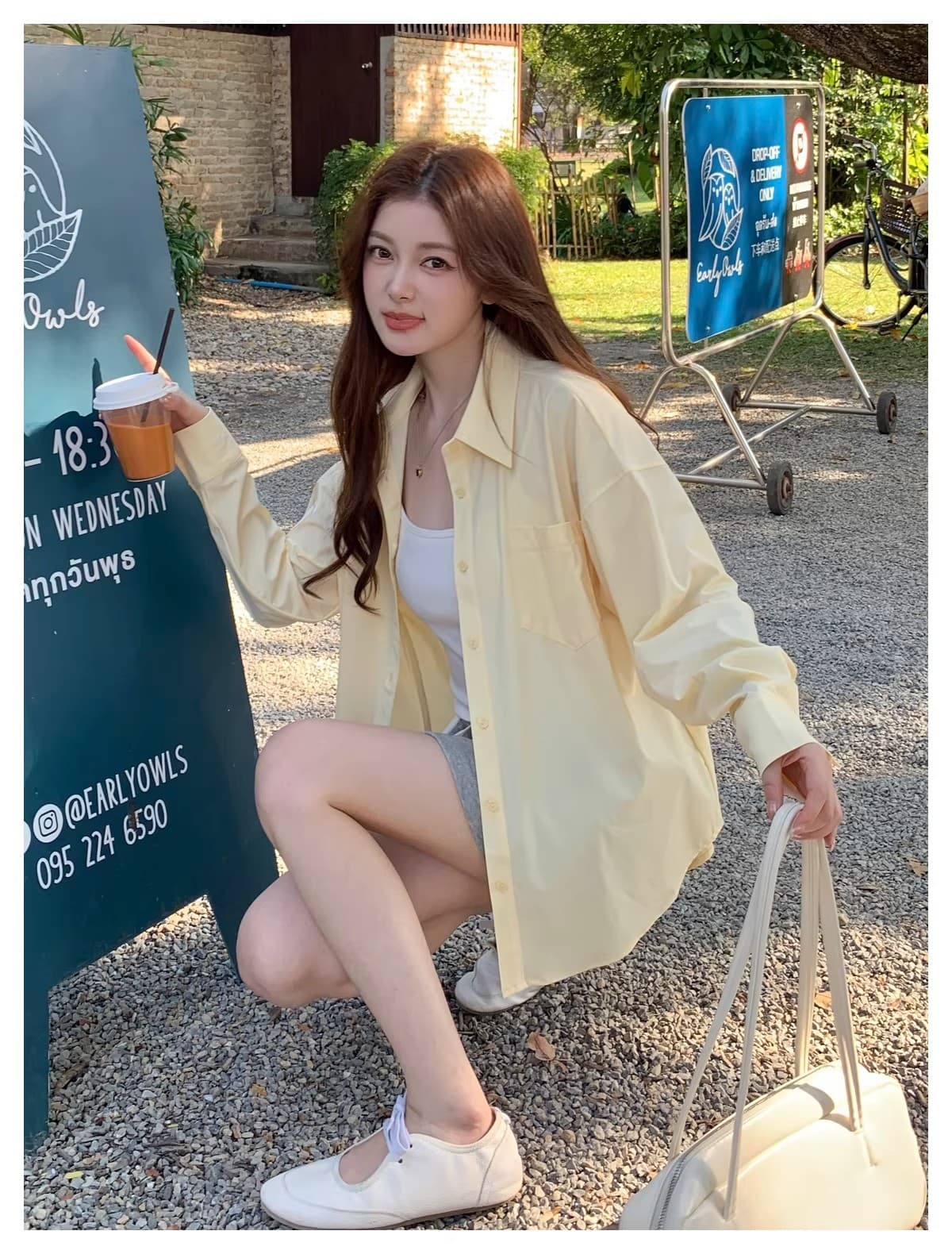 한 부서 고급 센스 새로운 스택 착용 격자 무늬 셔츠 여성 긴 소매 자외선 차단 느긋한 바람 외출용 편안함 다용도 셔츠 상세 이미지 5