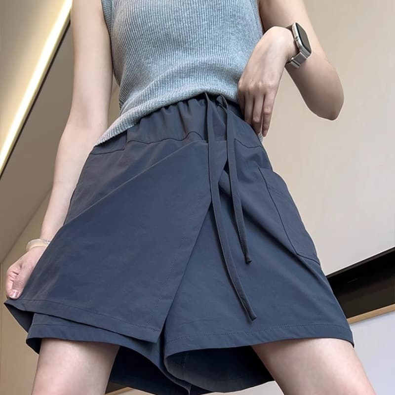 3 차원 허리 아메리칸 워크웨어 미니 스커트 여성 여름 새로운 속도 건조한 하이웨이스트 A라인 스커트 반신 치마바지 대외 무역 폭발 이미지 5