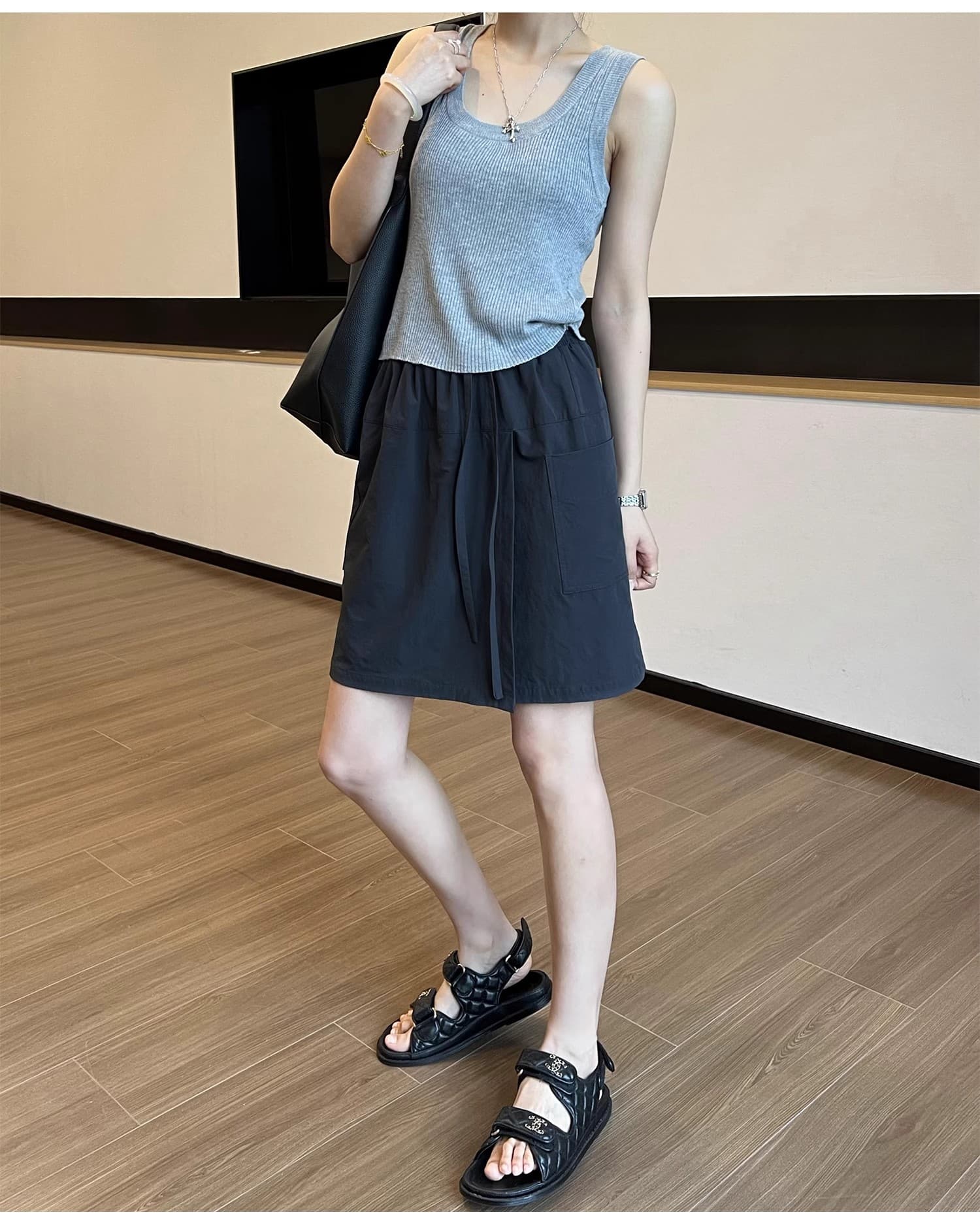 3 차원 허리 아메리칸 워크웨어 미니 스커트 여성 여름 새로운 속도 건조한 하이웨이스트 A라인 스커트 반신 치마바지 대외 무역 폭발 상세 이미지 25