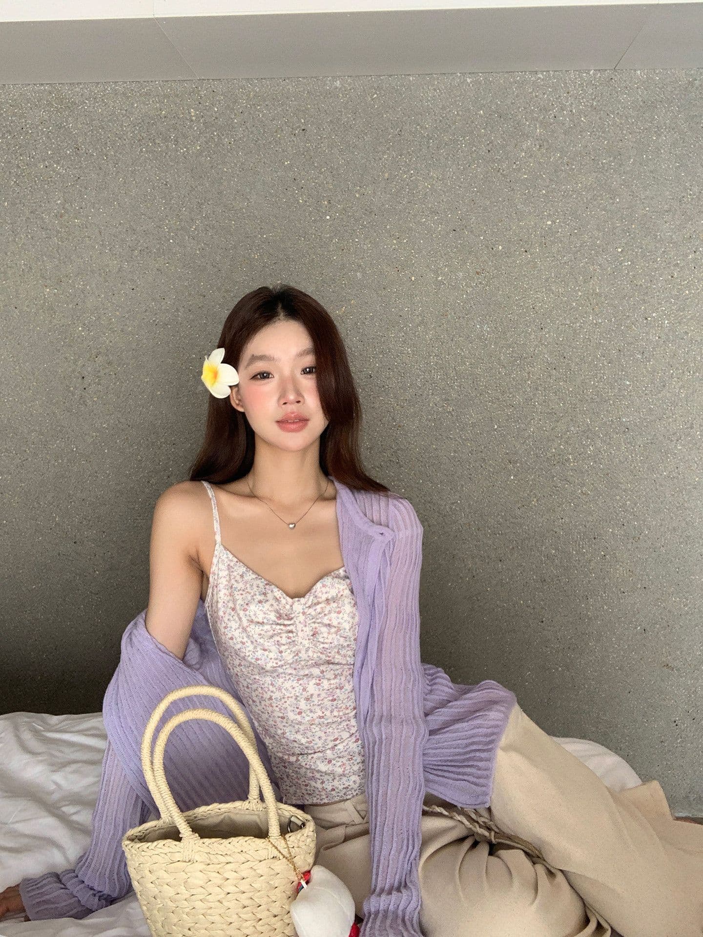 보라색 꽃무늬 캐미솔 인사이드 가져 가라. 이른 봄 새로운 몸매 가꾸기 아름다운 자이언트 잘 생긴 슬림해 보이는 다용도 쇼트 스타일 맨위 상세 이미지 2