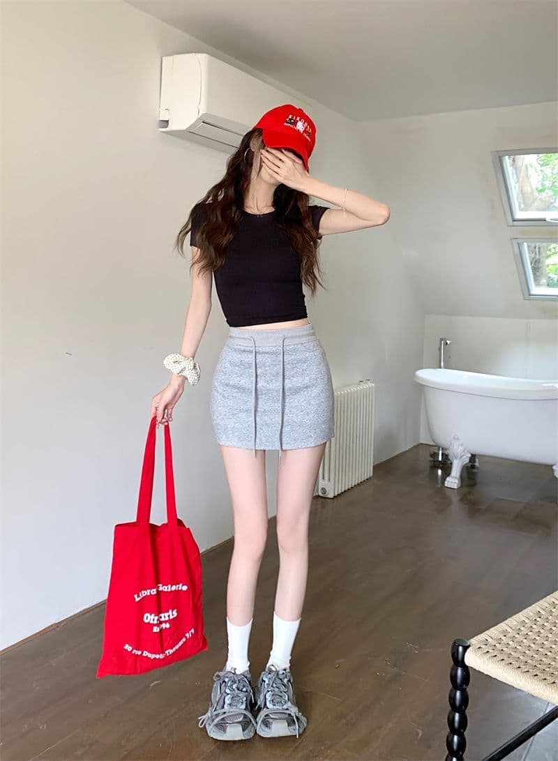 여름 미니 스커트 캐주얼 운동 바지 펌프 로프 미니 스커트 다용도 A라인 스커트 슬림해 보이는 타이트 스커트 반신 스커트 네리 상세 이미지 9