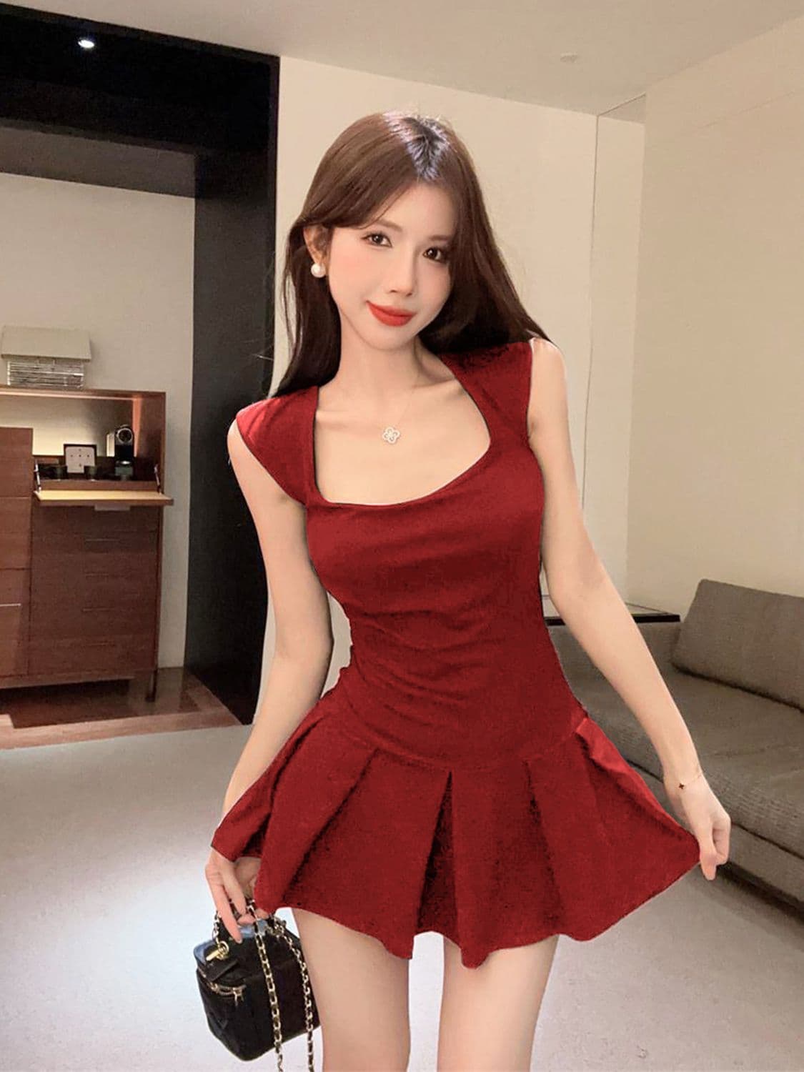 백리스 스트랩 순수한 욕망 품격 슬립 여성 드레스 여름 새로운 몸매 가꾸기 슬림해 보이는 작은 대중 디자인 센스 A라인 스커트 상세 이미지 2