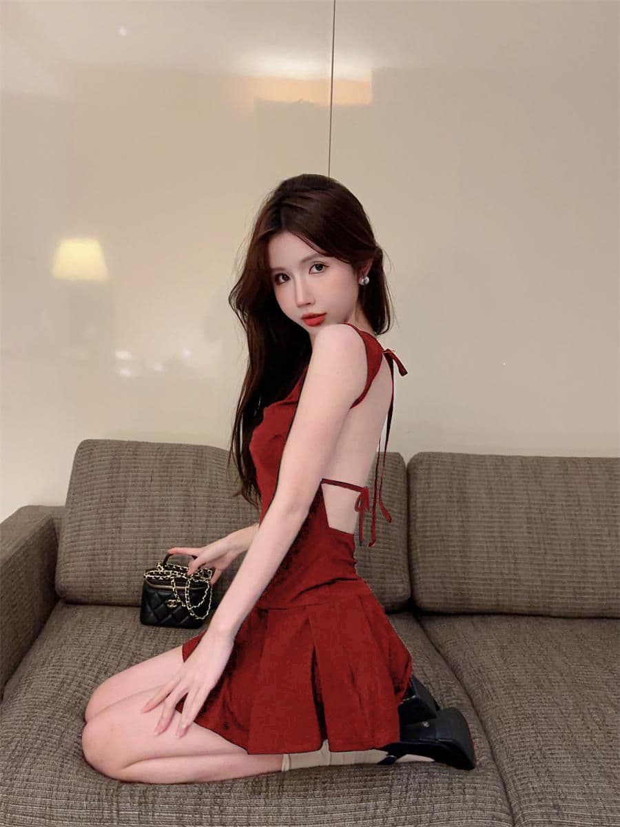 백리스 스트랩 순수한 욕망 품격 슬립 여성 드레스 여름 새로운 몸매 가꾸기 슬림해 보이는 작은 대중 디자인 센스 A라인 스커트 상세 이미지 7