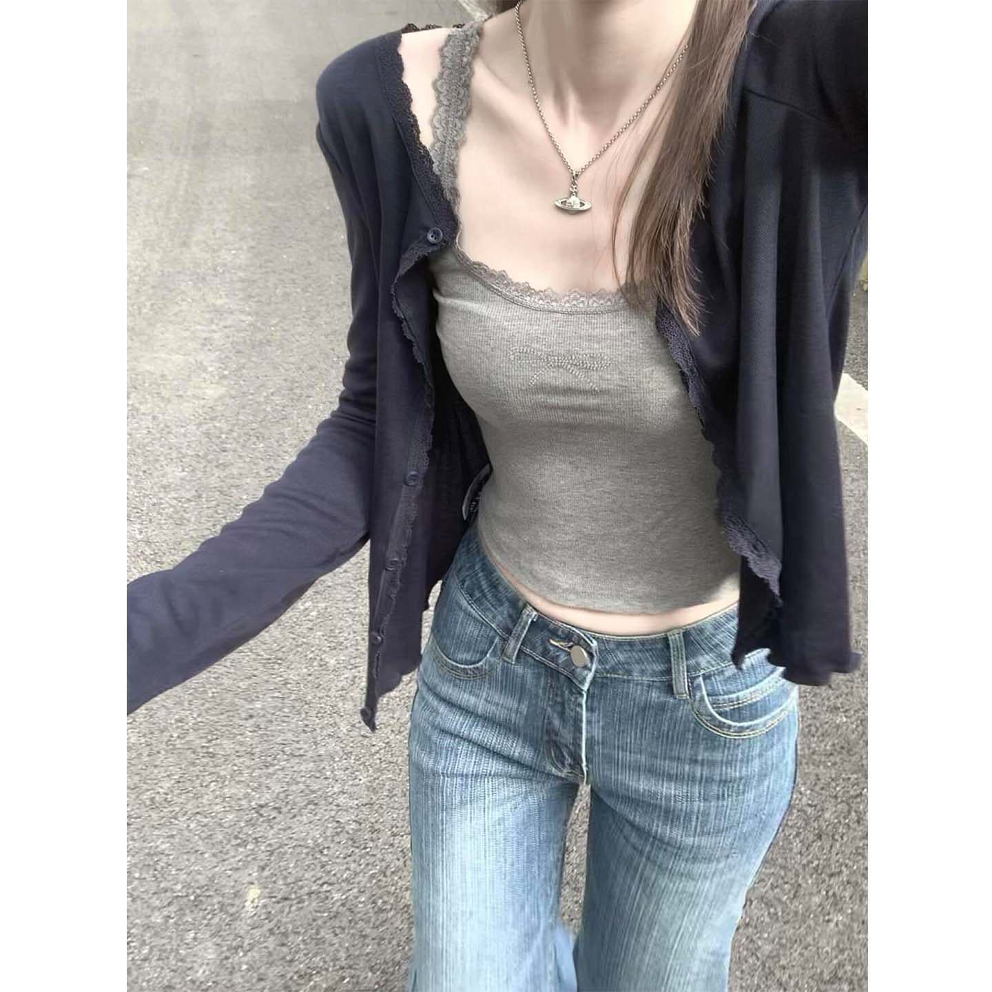 순수한 욕망 섹시함 레이스 레이스 행침 목 캐미솔 2026 새로운 표지 대리인 우유 인사이드 가져 가라. 만나는 이미지 3