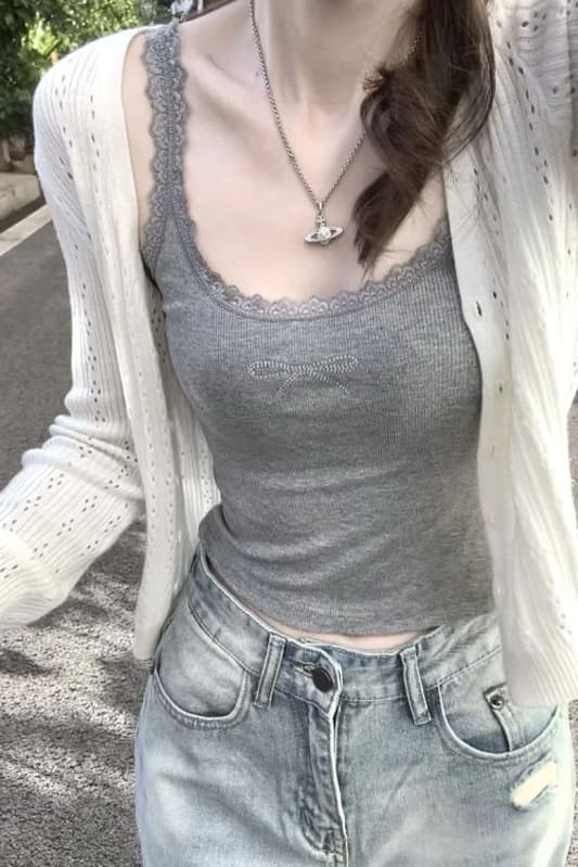 순수한 욕망 섹시함 레이스 레이스 행침 목 캐미솔 2026 새로운 표지 대리인 우유 인사이드 가져 가라. 만나는 이미지 6