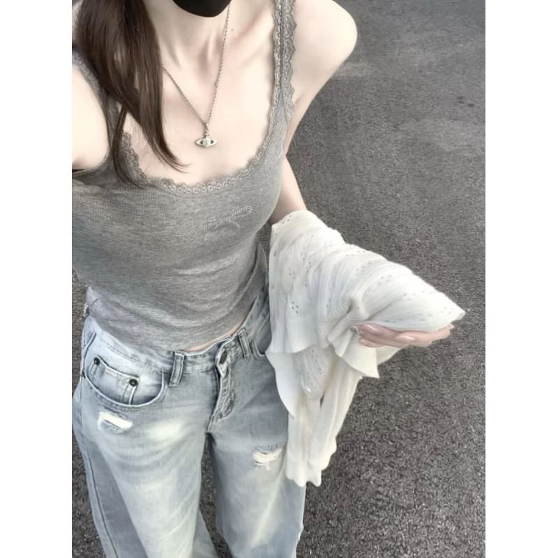 순수한 욕망 섹시함 레이스 레이스 행침 목 캐미솔 2026 새로운 표지 대리인 우유 인사이드 가져 가라. 만나는 상세 이미지 5
