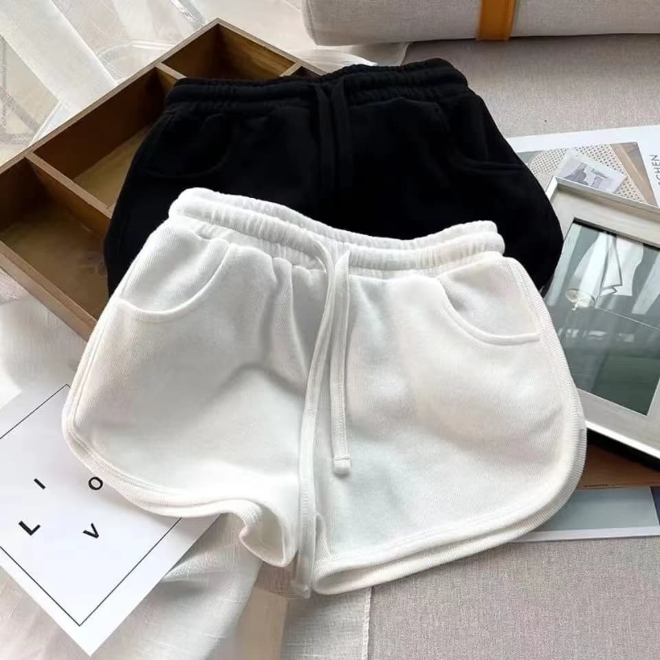 쌀 니켈 면 좋은 품질 하이웨이스트 캐주얼 운동 반바지 여성 루즈핏 넓은 다리 한 마디 핫 바지 세련된 대외 무역 한 싱글 폭발 상세 이미지 12