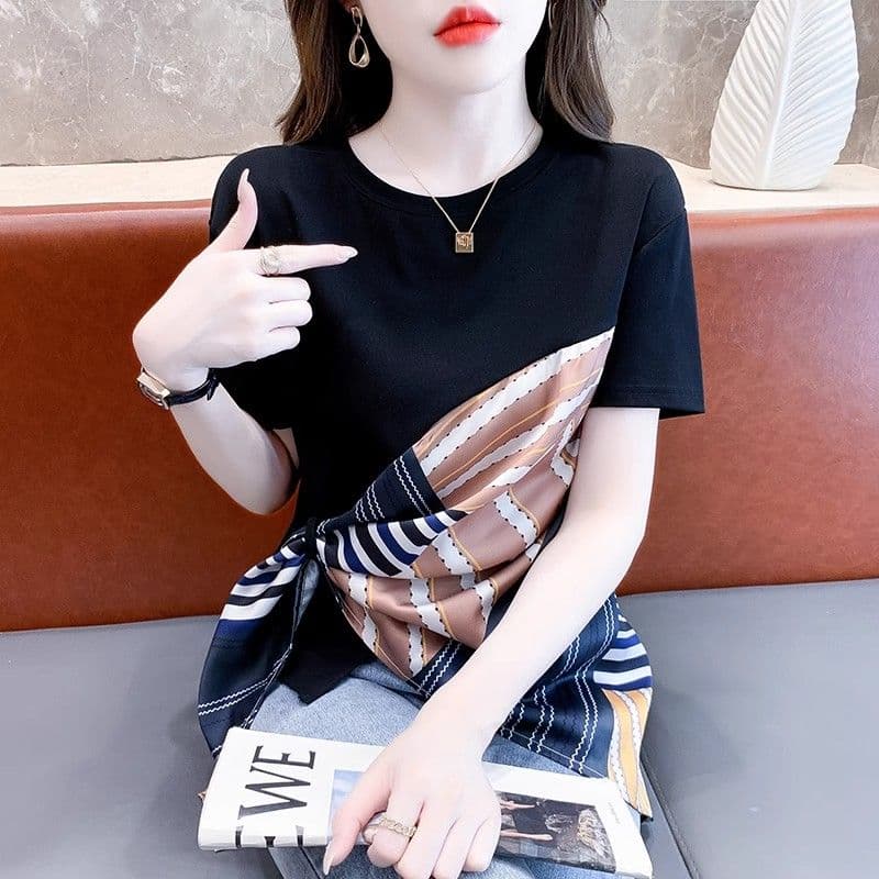 핫걸 바람 품격 반팔 티셔츠 여성 2026 년 새로운 여름 패션 폭발 외국 가스 디자인 센스 만나는 맨위 이미지 3