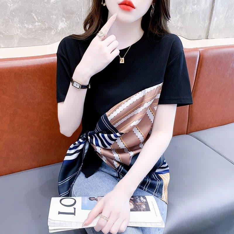 핫걸 바람 품격 반팔 티셔츠 여성 2026 년 새로운 여름 패션 폭발 외국 가스 디자인 센스 만나는 맨위 이미지 5