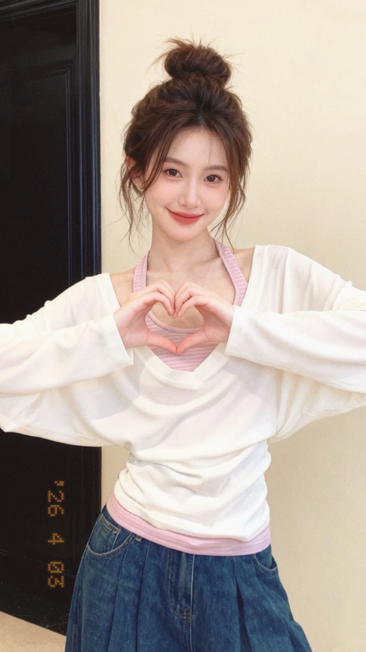 스트라이프 행침 목 조끼 화이트 긴팔 티셔츠 여성 2026 여름 한 부서 다용도 자외선 차단 블라우스 투피스 세트 상세 이미지 3