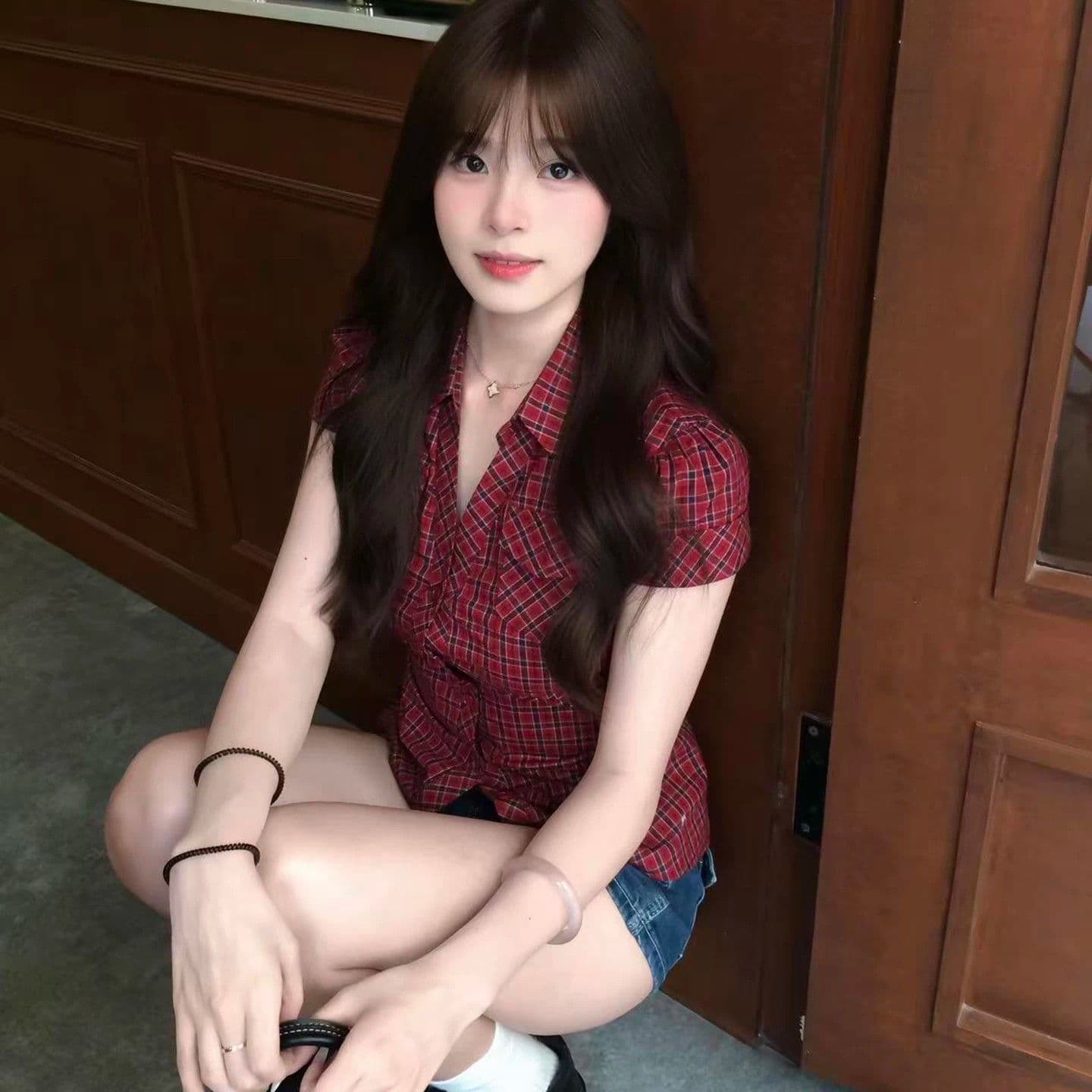 2026 새로운 레트로 긍정적 인 어깨 한 부서 빨간색 셔츠 반팔 여름 몸매 가꾸기 슬림해 보이는 셔츠 맨위 이미지 4