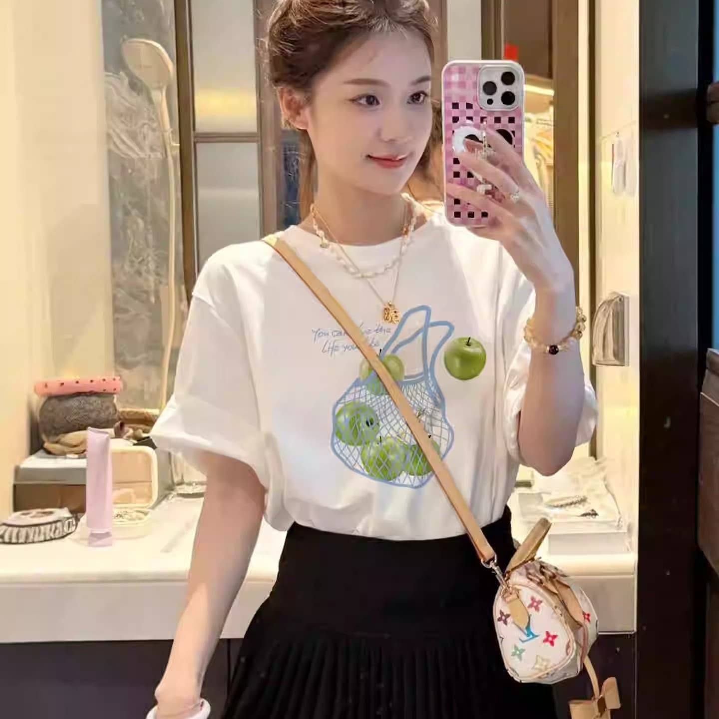s ~까지 3xl 21 순면 210 그램 2026 년 봄 여름 드레스 반팔 티셔츠 여성 한국 스타일 프린트 이미지 5