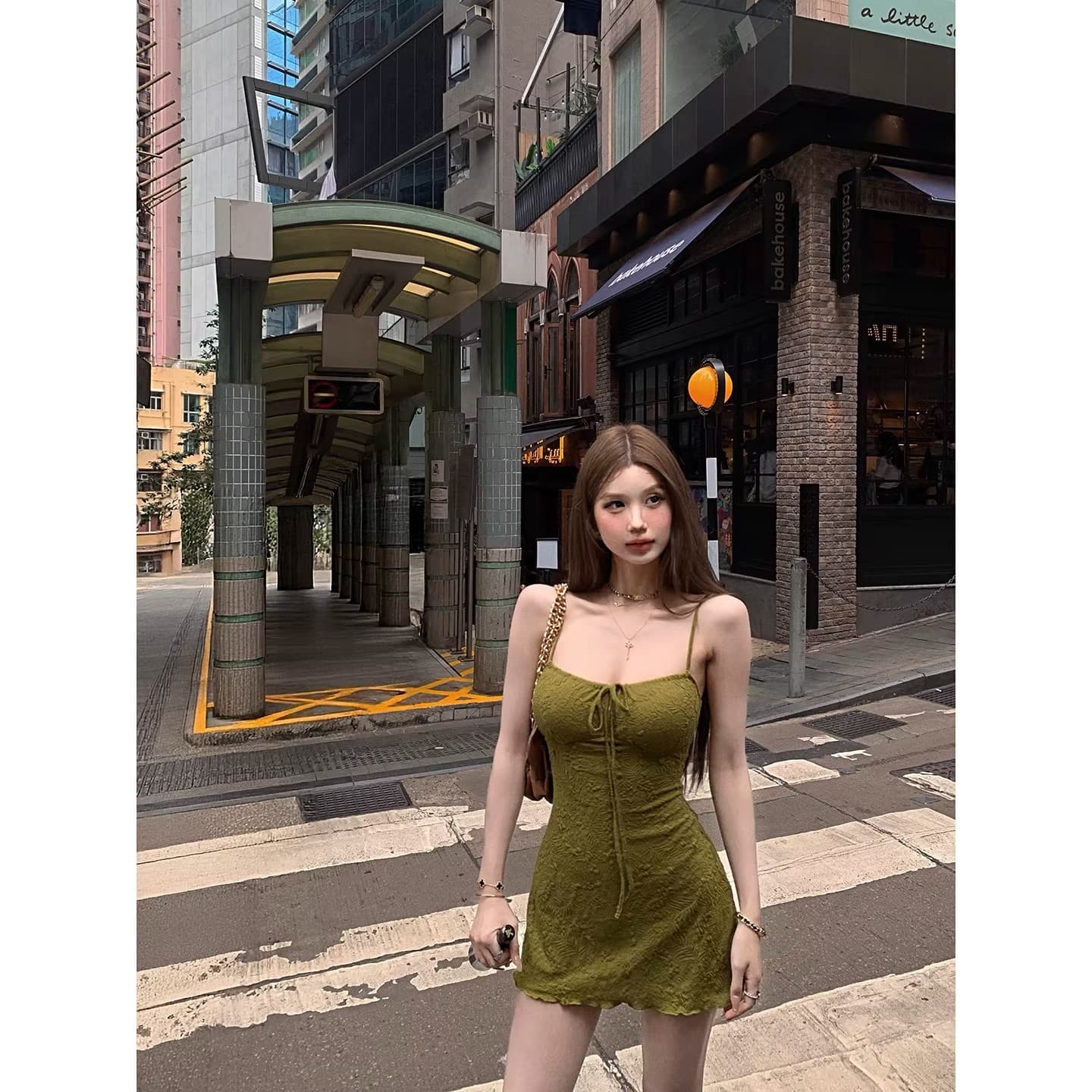 고급 센스 녹색 슬립 여성 드레스 여름 2026 새로운 작은 키 순수한 욕망 핫걸 인사이드 가져 가라. 한 마디 미니 스커트 상세 이미지 2