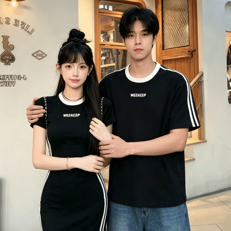 40 순면 1 1 높음 폭탄 이후 패키지 칼라 자수 하나 의류 하나 치마 커플 여성 여름 점프 슈트 미니 스커트 여성 이미지 2