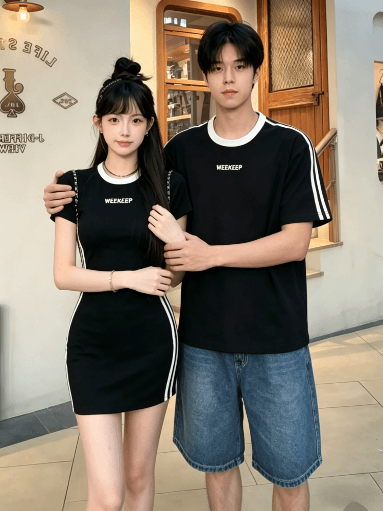 40 순면 1 1 높음 폭탄 이후 패키지 칼라 자수 하나 의류 하나 치마 커플 여성 여름 점프 슈트 미니 스커트 여성 상세 이미지 5