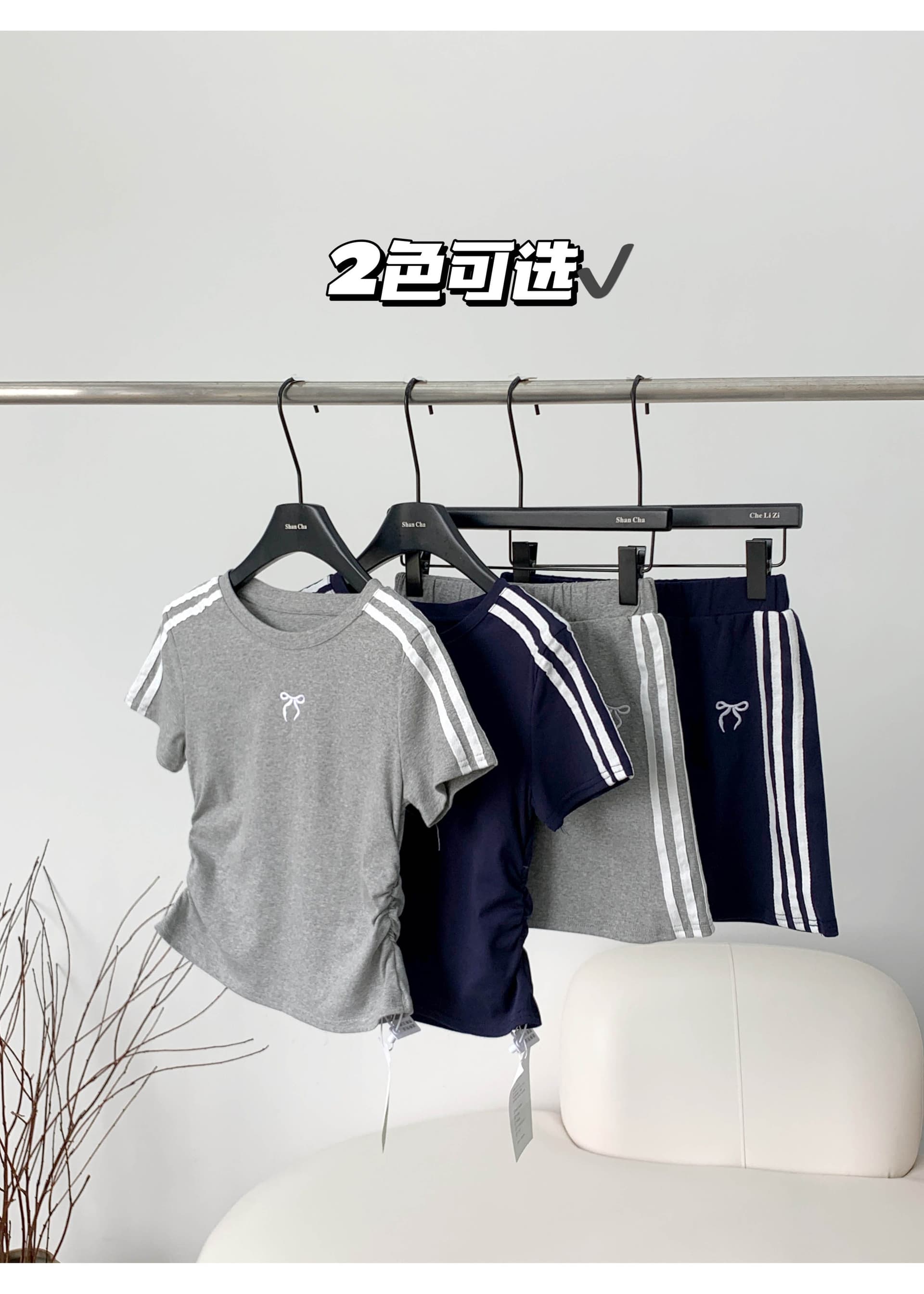 치마 있음 안감 40 순면 1 1 높음 폭탄 이후 패키지 칼라 자수 스포츠 슈트 여성용 짧은 소매 티셔츠 상세 이미지 22