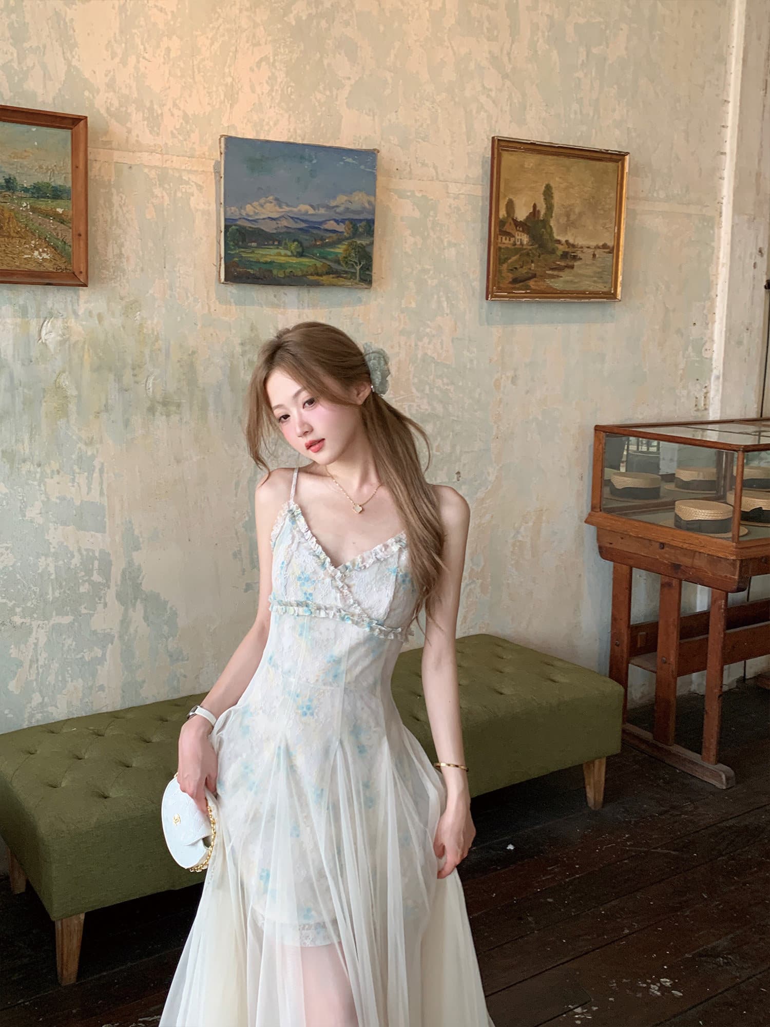 요정 가스 레이스 꽃무늬 슬립 망사 큰 진자 휴가 바람 해변가 점프 슈트 치마 2026 년 여름 새로운 여성 상세 이미지 12