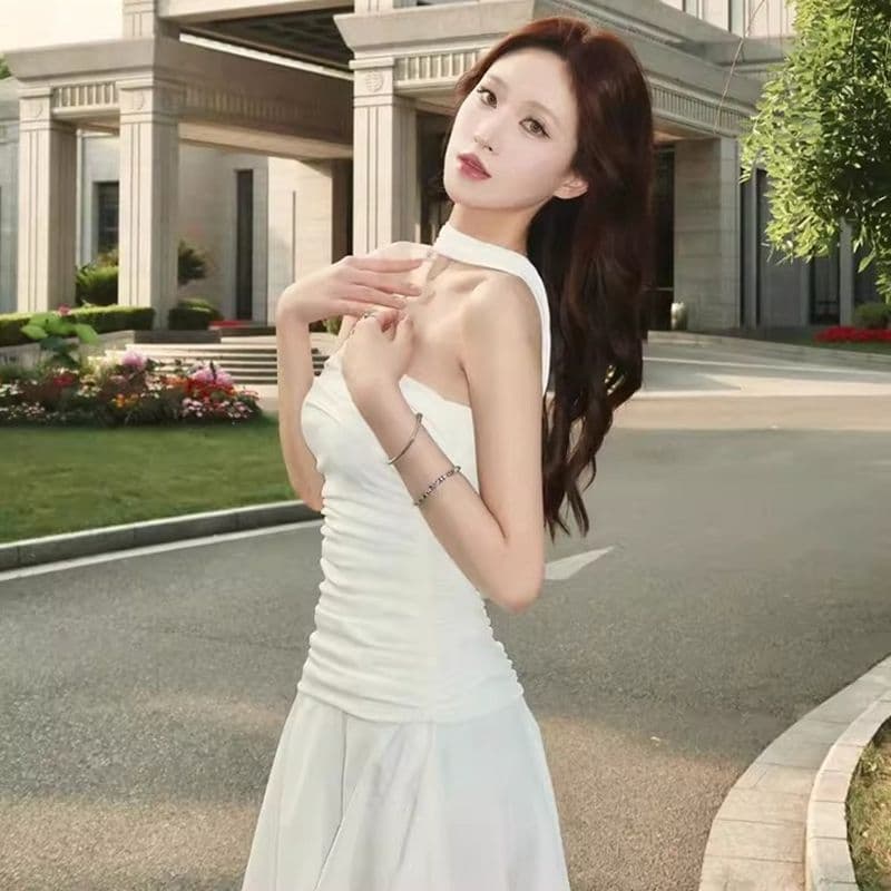 원본 것 있음 네리 프랑스식 남자 분위기 센스 와이 민소매 튜브탑 드레스 고급 센스 휴가 예복 생일 치마 이미지 5