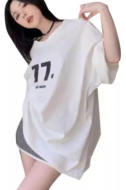 21 순면 210 그램 이후 패키지 칼라 여름 드레스 한 부서 반팔 티셔츠 여성 한국 스타일 루즈핏 빅 사이즈 프린트 이미지 6