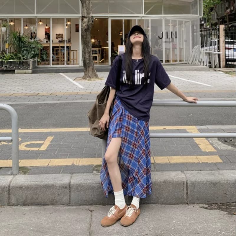 21 순면 210 그램 이후 패키지 칼라 여름 드레스 한 부서 반팔 티셔츠 여성 한국 스타일 루즈핏 빅 사이즈 프린트 이미지 3