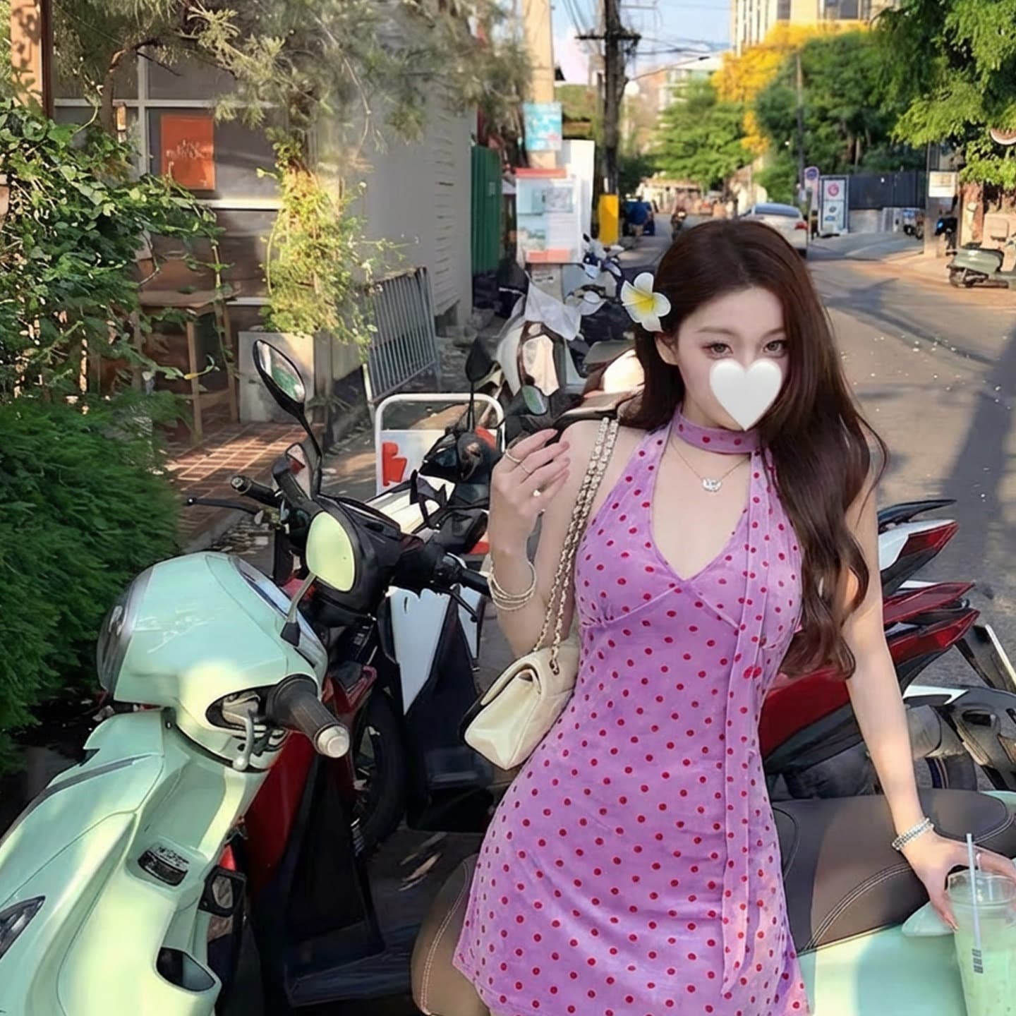 한 부서 보라색 도트 무늬 V넥 망사 여성 드레스 2026 새로운 여름 품격 프랑스식 치마 짧은 치마 이미지 5