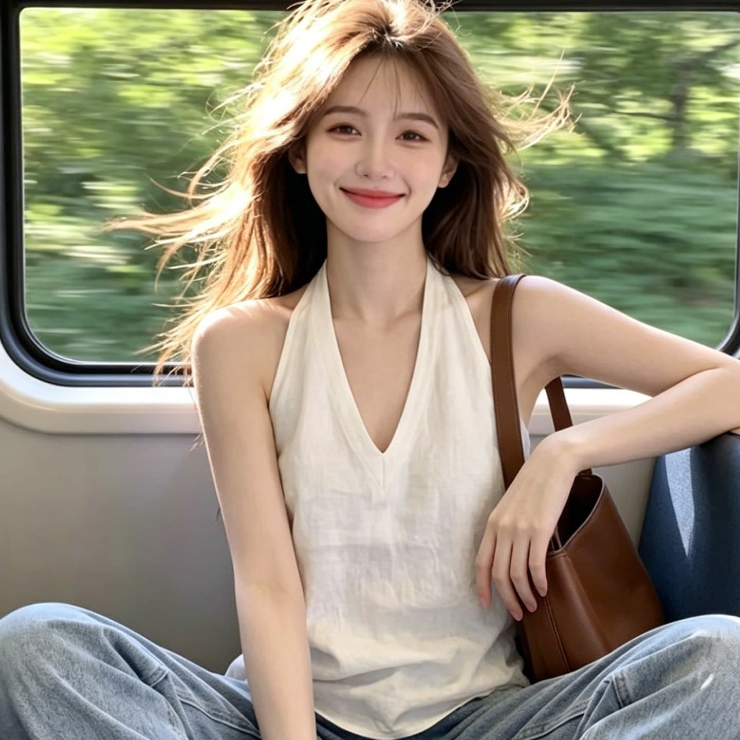핫걸 화이트 V넥 행침 목 캐미솔 여름 아름다움 뒤로 표지 대리인 우유 외출용 민소매 맨위 이미지 5