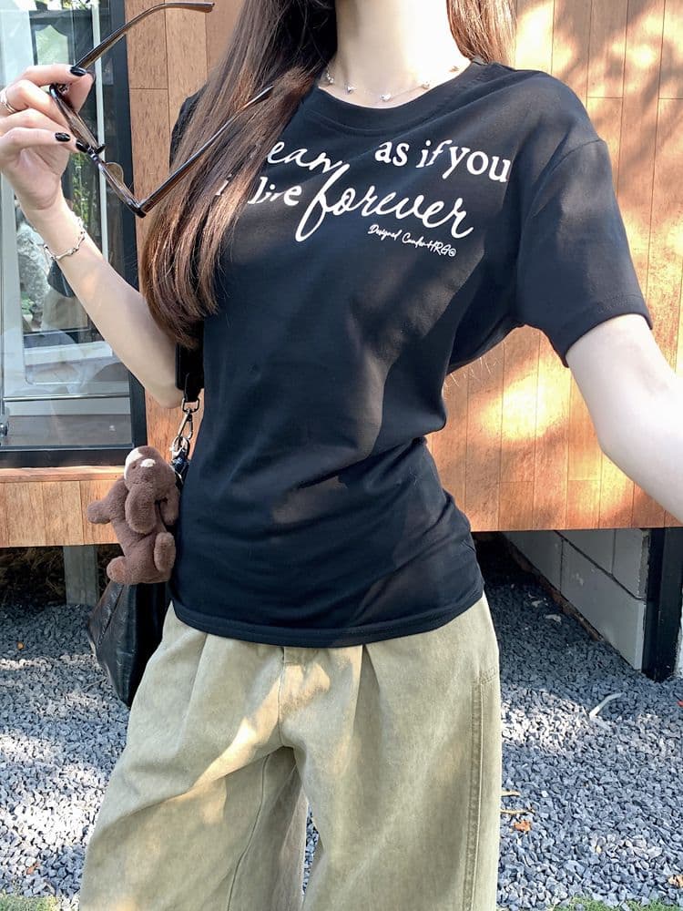 아메리칸 알파벳 회색 긍정적 인 어깨 반팔 티셔츠 여성 여름 디자인 센스 작은 대중 몸매 가꾸기 슬림해 보이는 허리 수축 달콤한 핫걸 맨위 상세 이미지 21