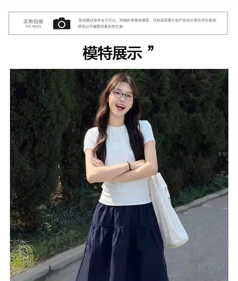 해군 반신 스커트 여성 여름 얇은 하이웨이스트 한 마디 반 스커트 일본식 학원 스타일 워크웨어 미니 스커트 상세 이미지 13