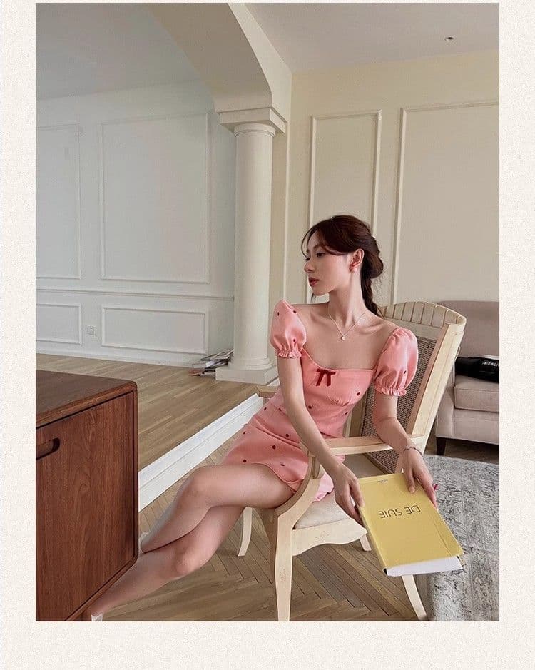 2026 여름 새로운 작은 샤넬 스타일 핑크색 광장 칼라 반팔 여성 드레스 섹시함 작은 키 프랑스식 달콤한 매운맛 미니 스커트 상세 이미지 20