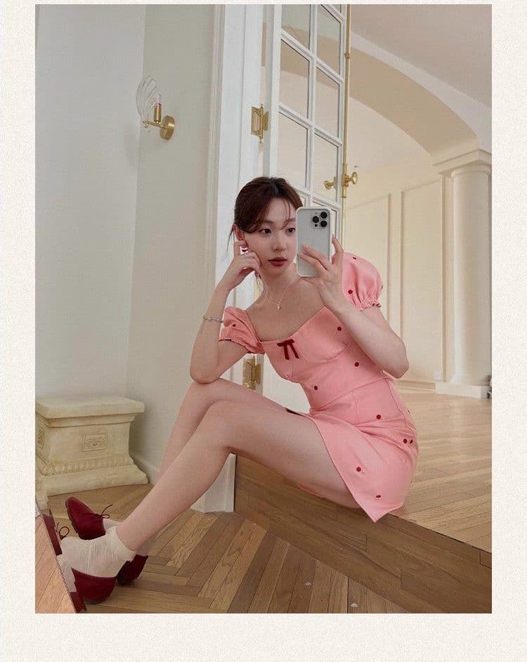 2026 여름 새로운 작은 샤넬 스타일 핑크색 광장 칼라 반팔 여성 드레스 섹시함 작은 키 프랑스식 달콤한 매운맛 미니 스커트 상세 이미지 22
