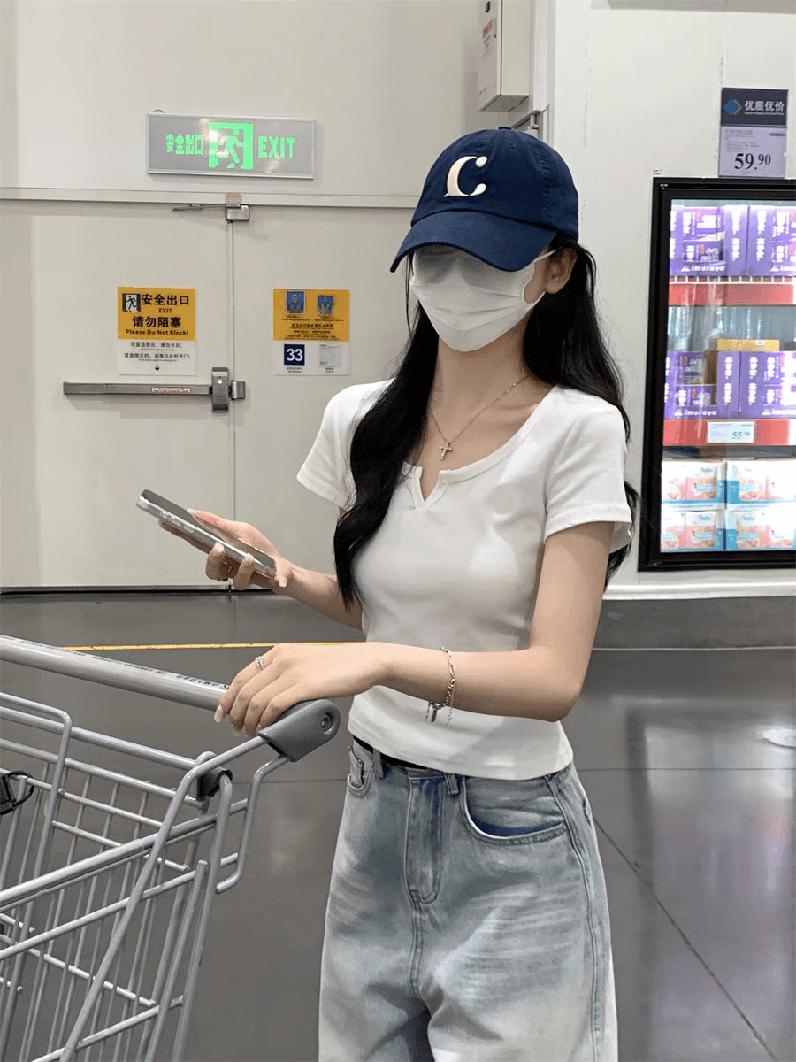 있음 선적 40 210 그램 92 면 8 암모니아 Lun 작은 칼라 v 여름 디자인 몸매 가꾸기 다용도 맨위 상세 이미지 3