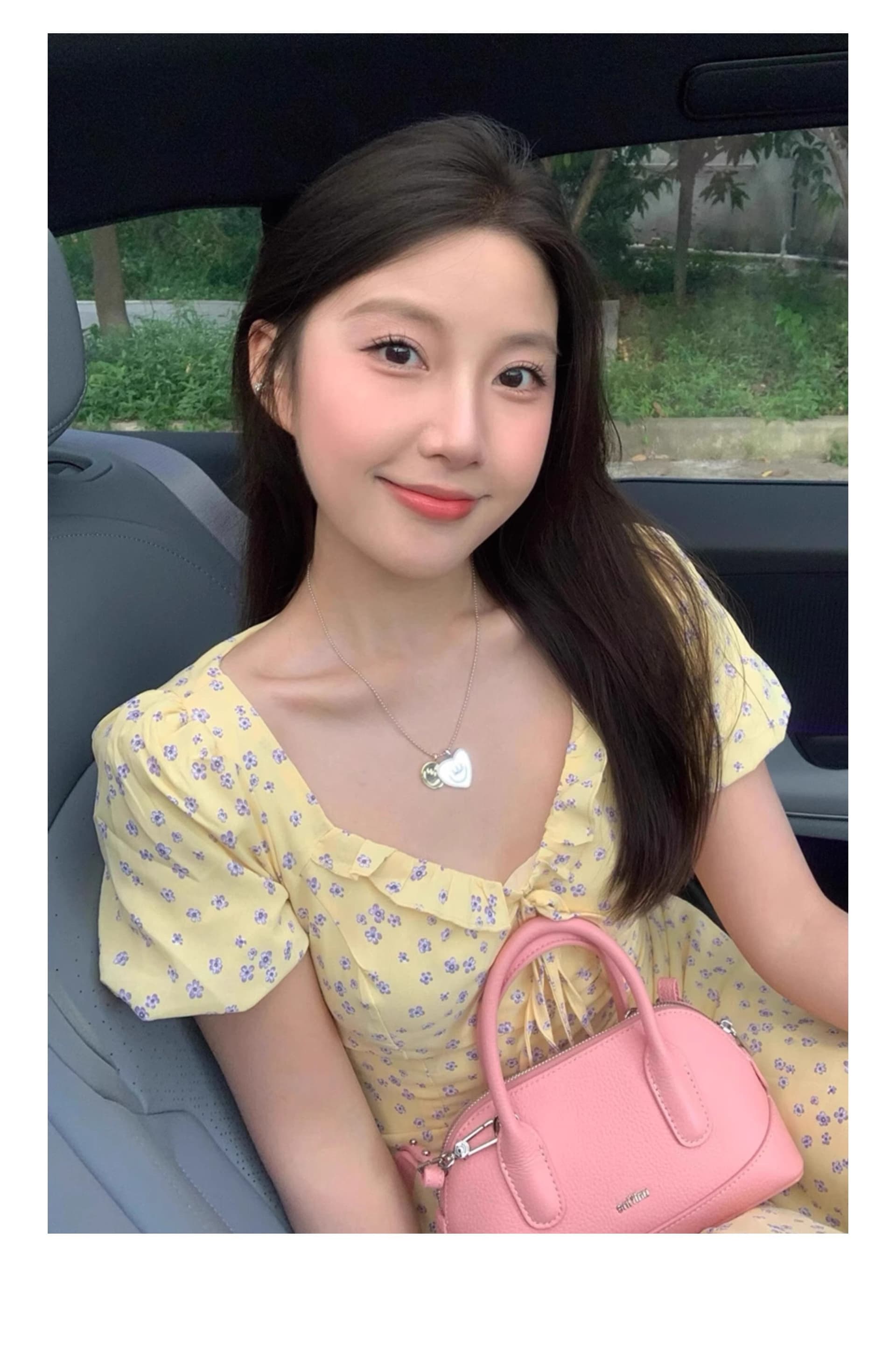 프랑스식 프릴 거품 소매 황색 꽃무늬 드레스 아이들 여름 2026 새로운 디자인 센스 허리 수축 롱 스커트 상세 이미지 4