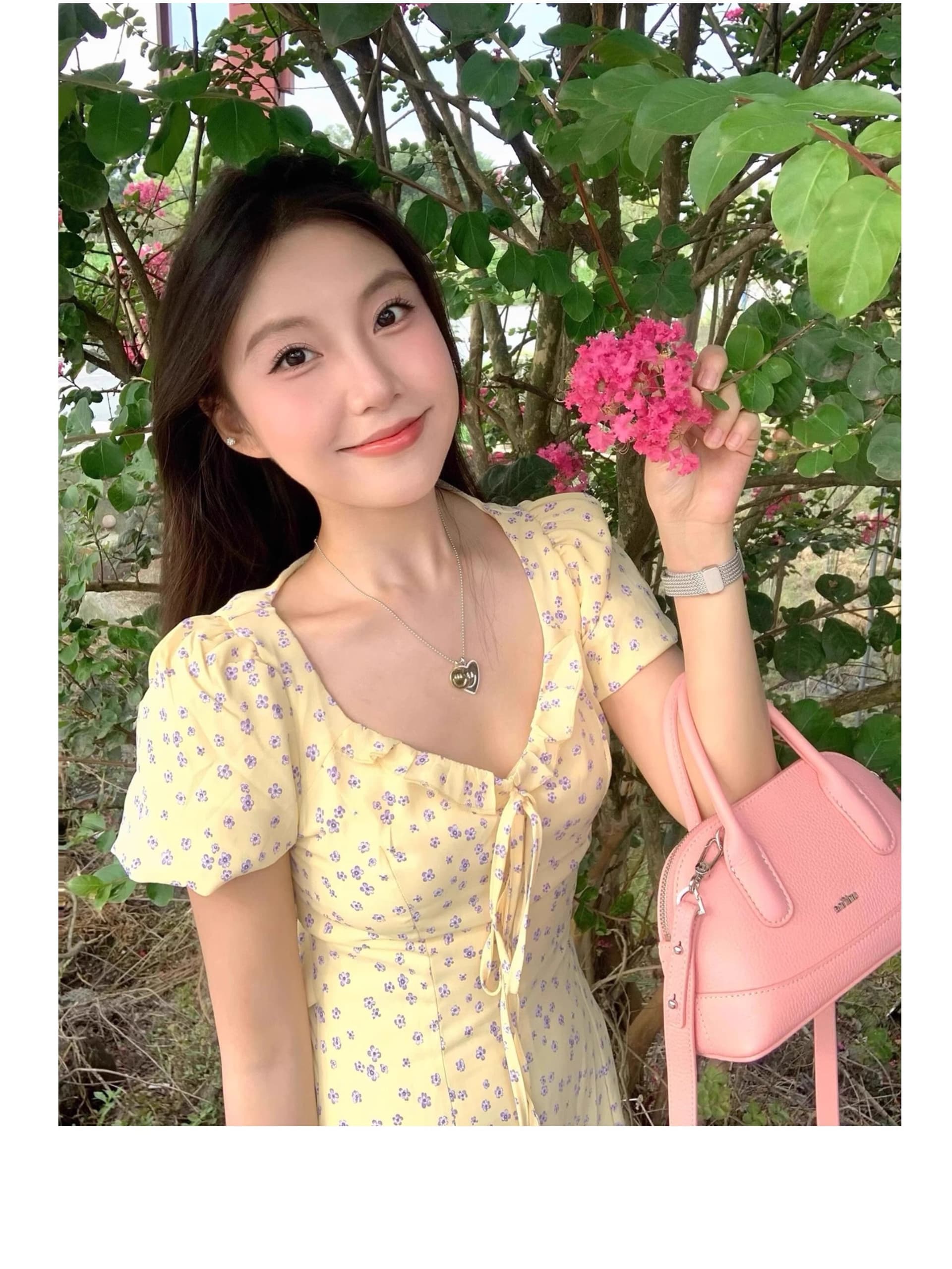 프랑스식 프릴 거품 소매 황색 꽃무늬 드레스 아이들 여름 2026 새로운 디자인 센스 허리 수축 롱 스커트 상세 이미지 8